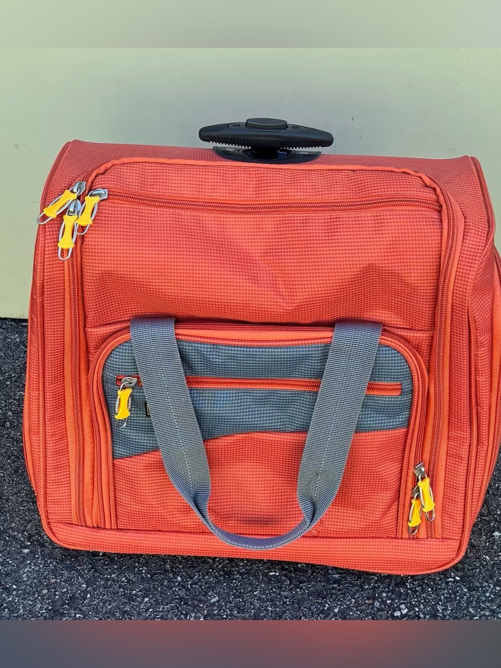 Lucas Wheeled Underseat Carry-On Cabin Bag Orange Gray Rolling Luggage